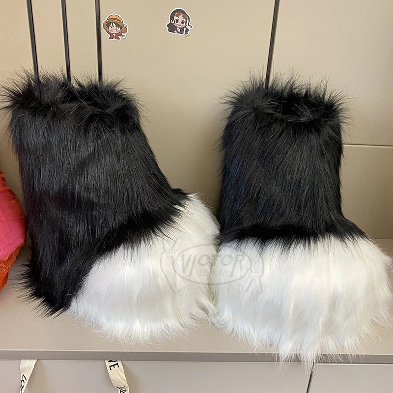 New Kig Fursuit Cosplay Paw Shoes Furry Fursuit Cosplay Rubbit Cat Boots Cute Fluffy Animal Manga Party Cos Wearable Costume