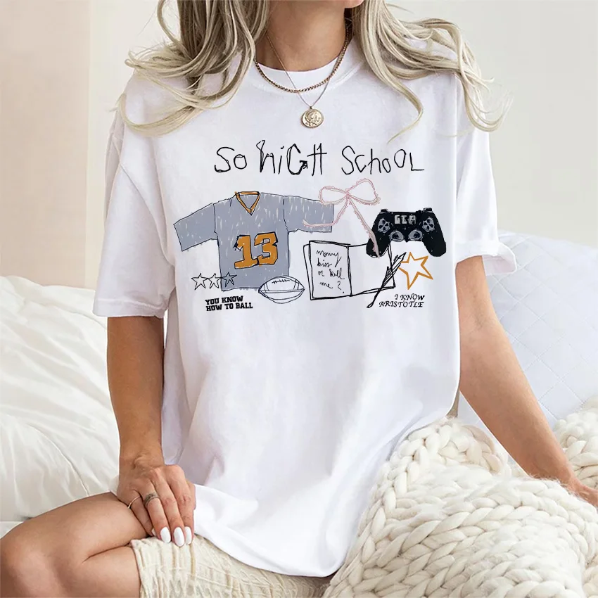 

Summer Women Cotton Tee So High School Music Graphic T Shirt Short Sleeve Taylor Tour High Quality Clothes Unisex Y2K Streetwear