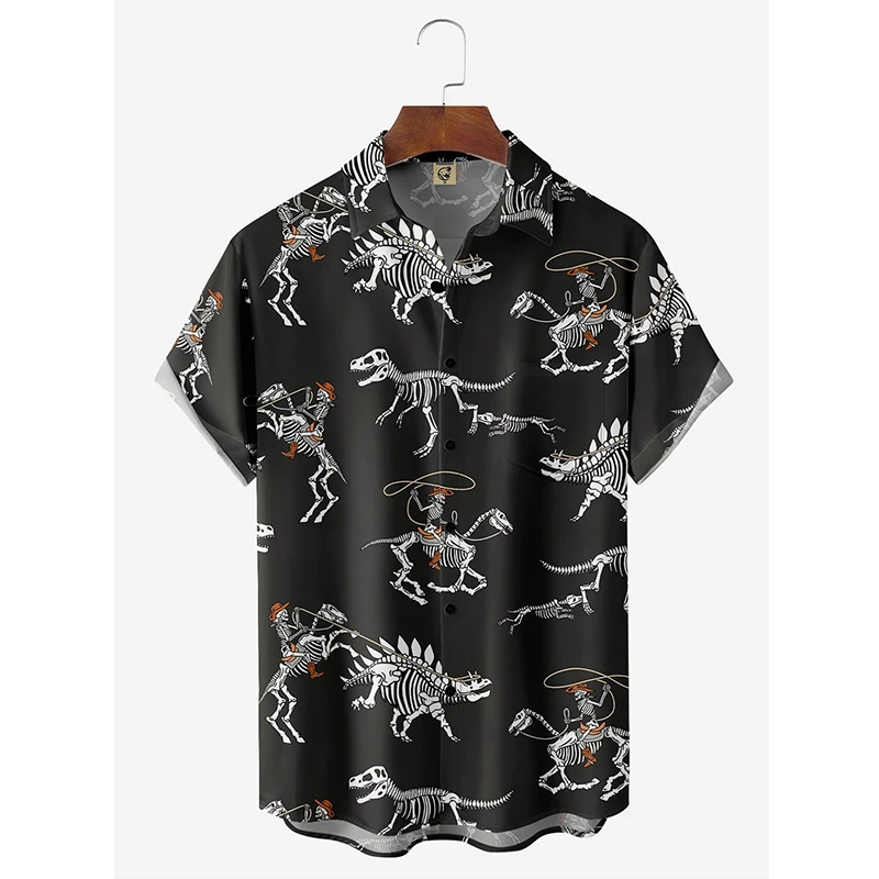 Ropa de diseñador para hombre, camisas con estampado 3D, de gran tamaño, de viaje, Playa hawaiana, Harajuku, dinosaurio, Tops masculinos, verano, 2024