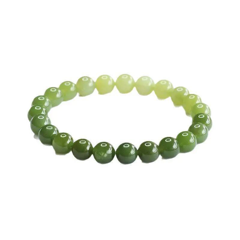 Ethnic Style Hetian Jade Bead Single Loop Bracelet Unisex Versatile Fashion Couple Bracelet Jewelry Gifts