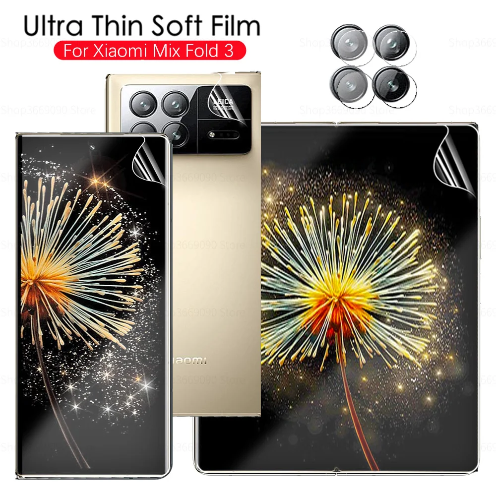 Front Hydrogel Film For Xiaomi Mix Fold 3 5G 4in1 Front Camera Back Glass Xiomi Mix Fold3 MixFold3 Foldable Screen Soft Films