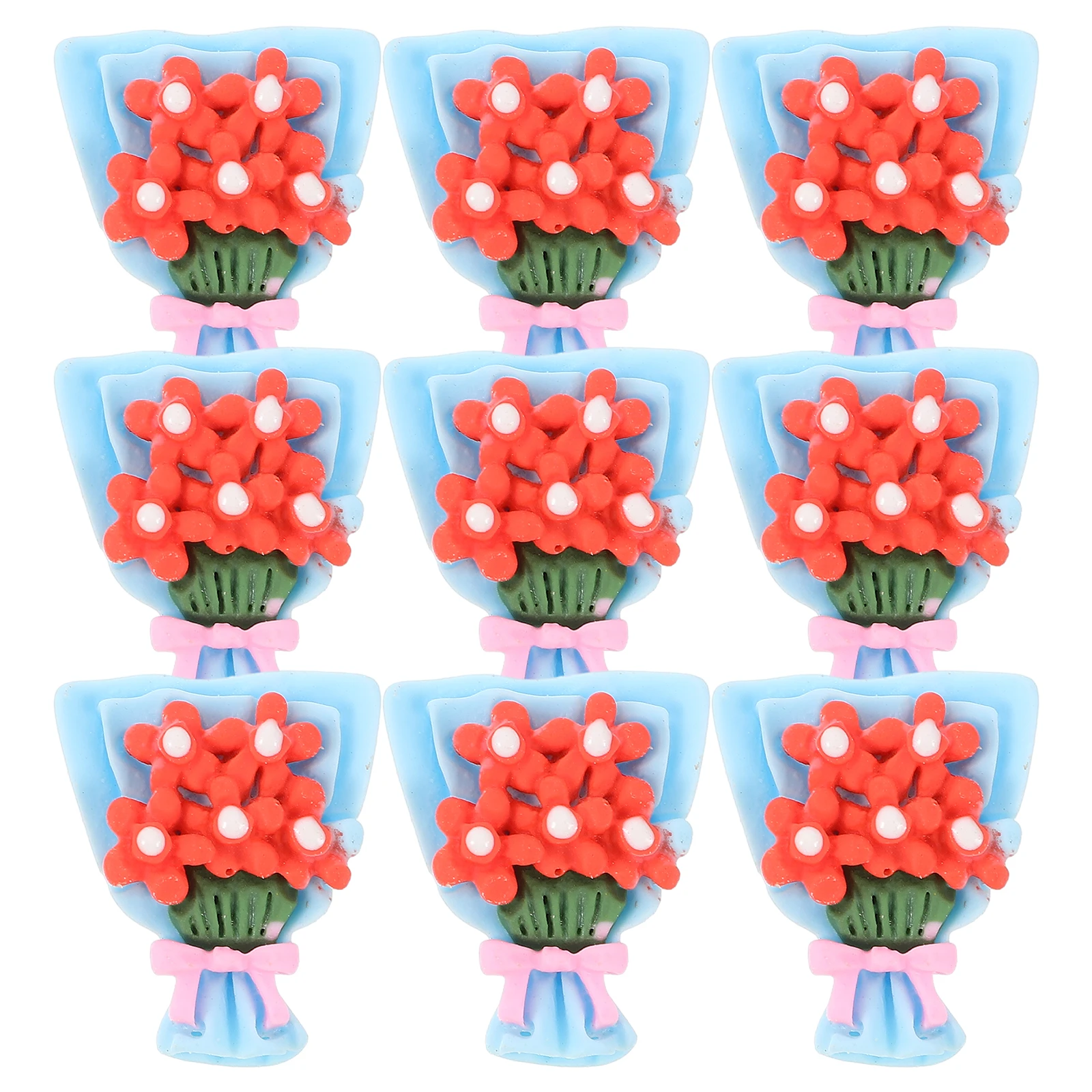 

10 Pcs Hand-held Flower Hair Card Jewelry Making Charms Phone Resin Mini Flatback Decoration Round