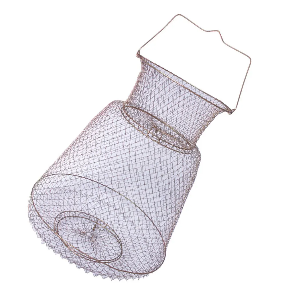 Lobster Mesh Fishing Net Prawn Crab Cage Folding Trap Net Foldable Metal Wire Fish Shrimp Basket