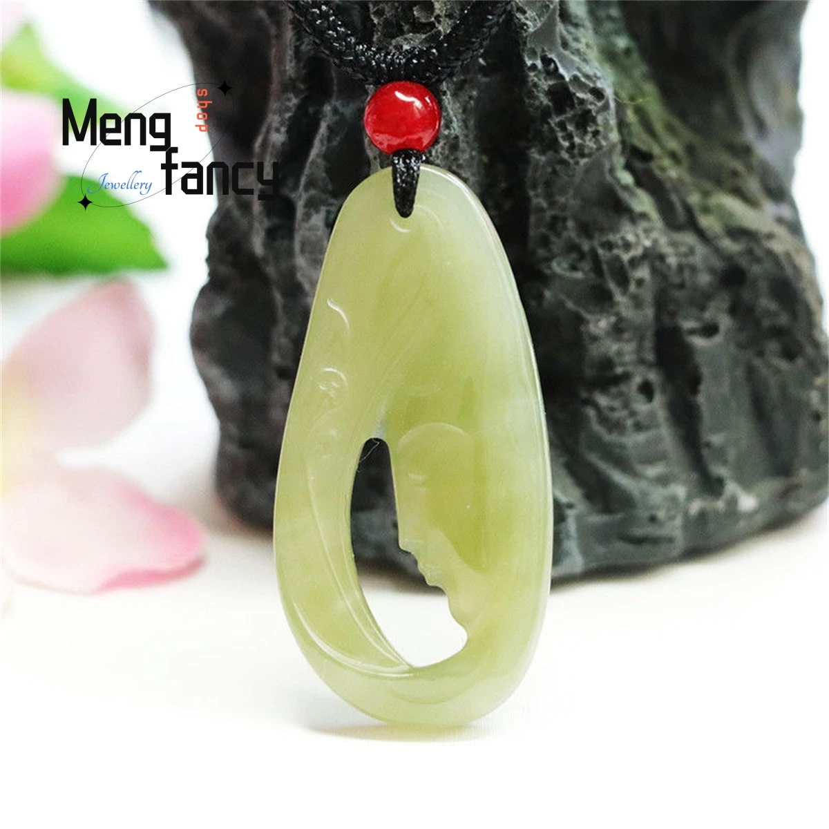 

Natural Genuine Hotan Jade Guanyin Head Hollow Out Pendant Simple Generous Personality Best Selling Men Women Fashion Jewelry