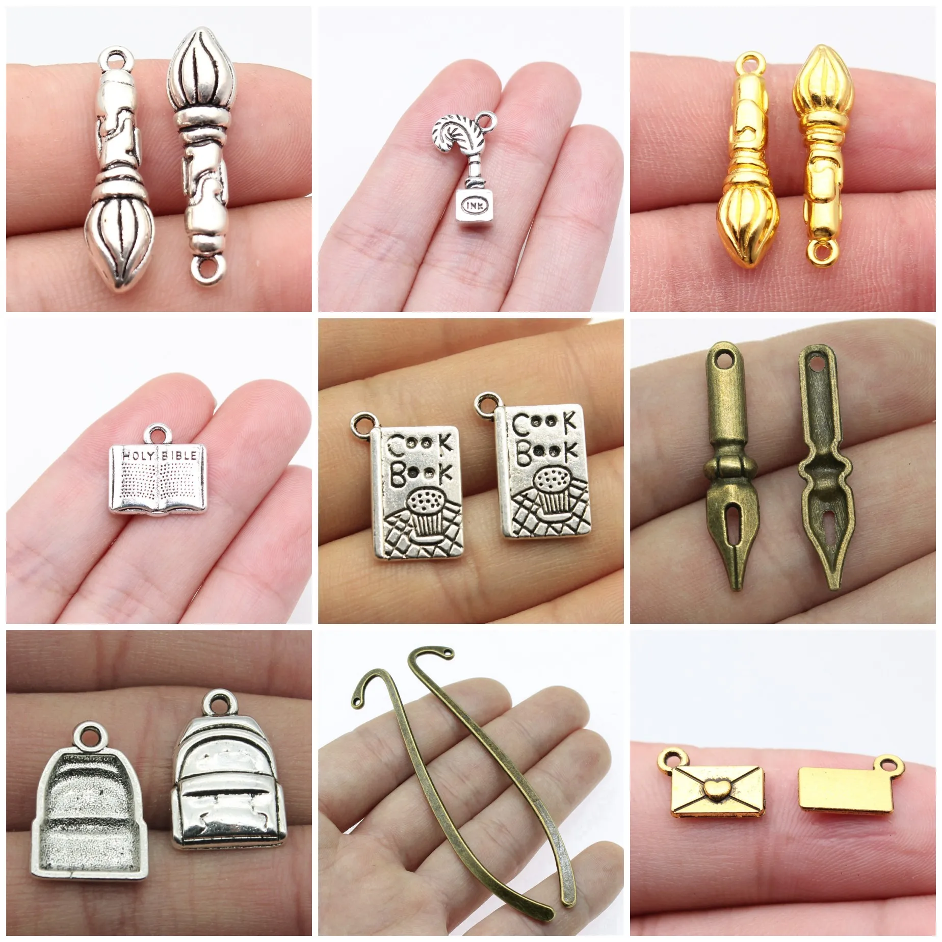 School Study Tool Charms Pendant DIY Bracelet Charms For DIY Bracelet Necklace Jewelry Making Supplies Wholesale