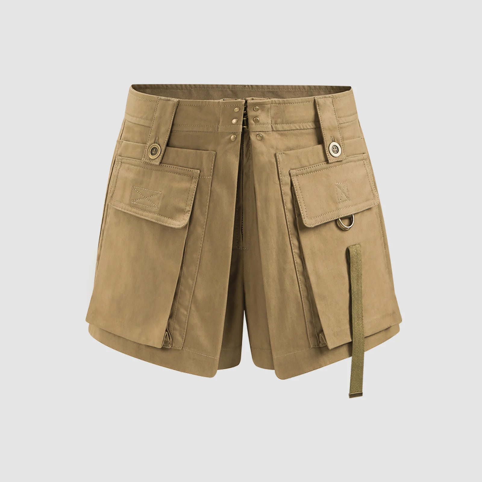 

Повседневные хлопковые шорты женские в стиле ретро с карманами, многослойные, в рабочем стиле, с эффектом стройности, удлиненные, с естественной талией, на молнии