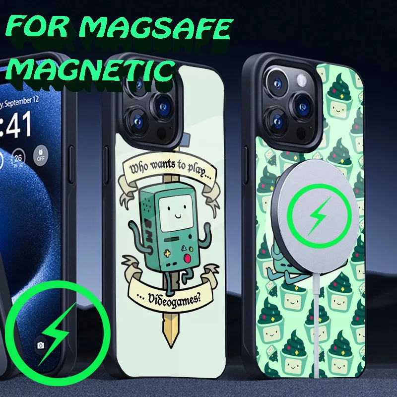 BMO A-Adventure T-Time Phone Case For iPhone 16,15,14,13,12,11,Plus,Pro,Max Mini Magsafe Magnetic Wireless Charging