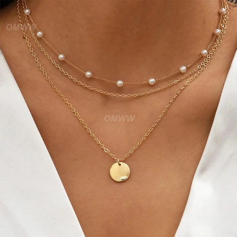 Clavicle Chain Not Easy To Fade 40-45cm Pendant Multi Layered Necklace Necklace Lady Simple Fashion About 15g Prime Chain Alloy