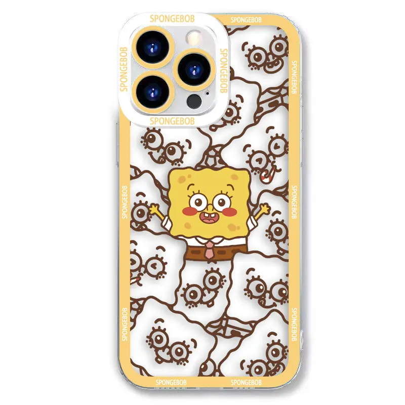 Cute Cartoon SpongeBob Patrick Star Angel Eyes Clear Phone Case For iPhone Apple 15 14 12 13 11 16 8 7 SE Plus X XR XS Max Case