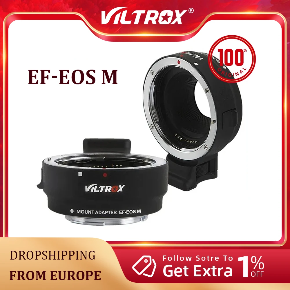 Viltrox EF-EOS M Electronic Auto Focus Lens adapter for Canon EOS EF EF-S lens to EOS M EF-M M2 M3 M5 M6 M10 M50 M100 Camera