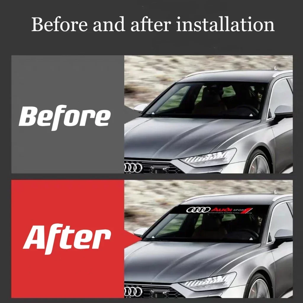 

2025 Audi наклейки на лобовое стекло, передние декоративные наклейки, 3D наклейки для A7 Q2 Q3 Q5 Q7 A3 8P 8V 8L A5 A6 C6 C5 C7 TT Accesso