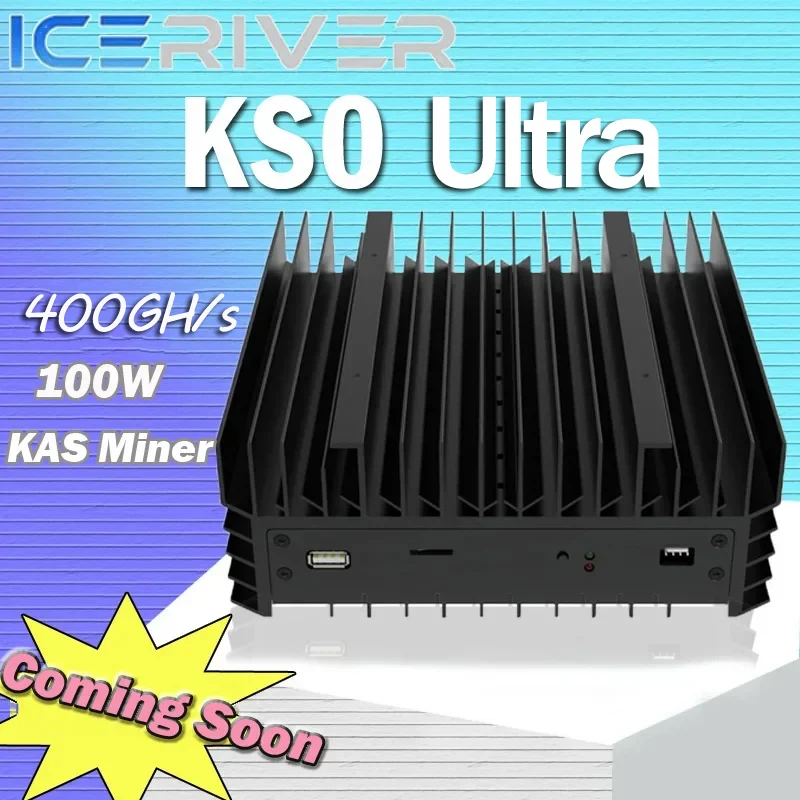 KS0 Ultra Asic Miner New IceRiver KAS KS0 Ultra 400Gh/S Kaspa Miner 100W Crypto Mining Machine With PSU, Free Shipping