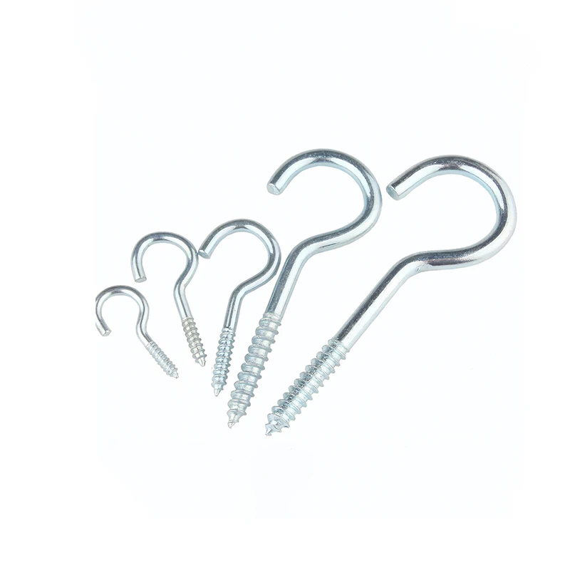 10/200Pcs Blue Zinc Open O Ring Self Tapping Lamp Hooks, Question Shape Hand Twist Eye Expansion Screws Household Hanging Fittin