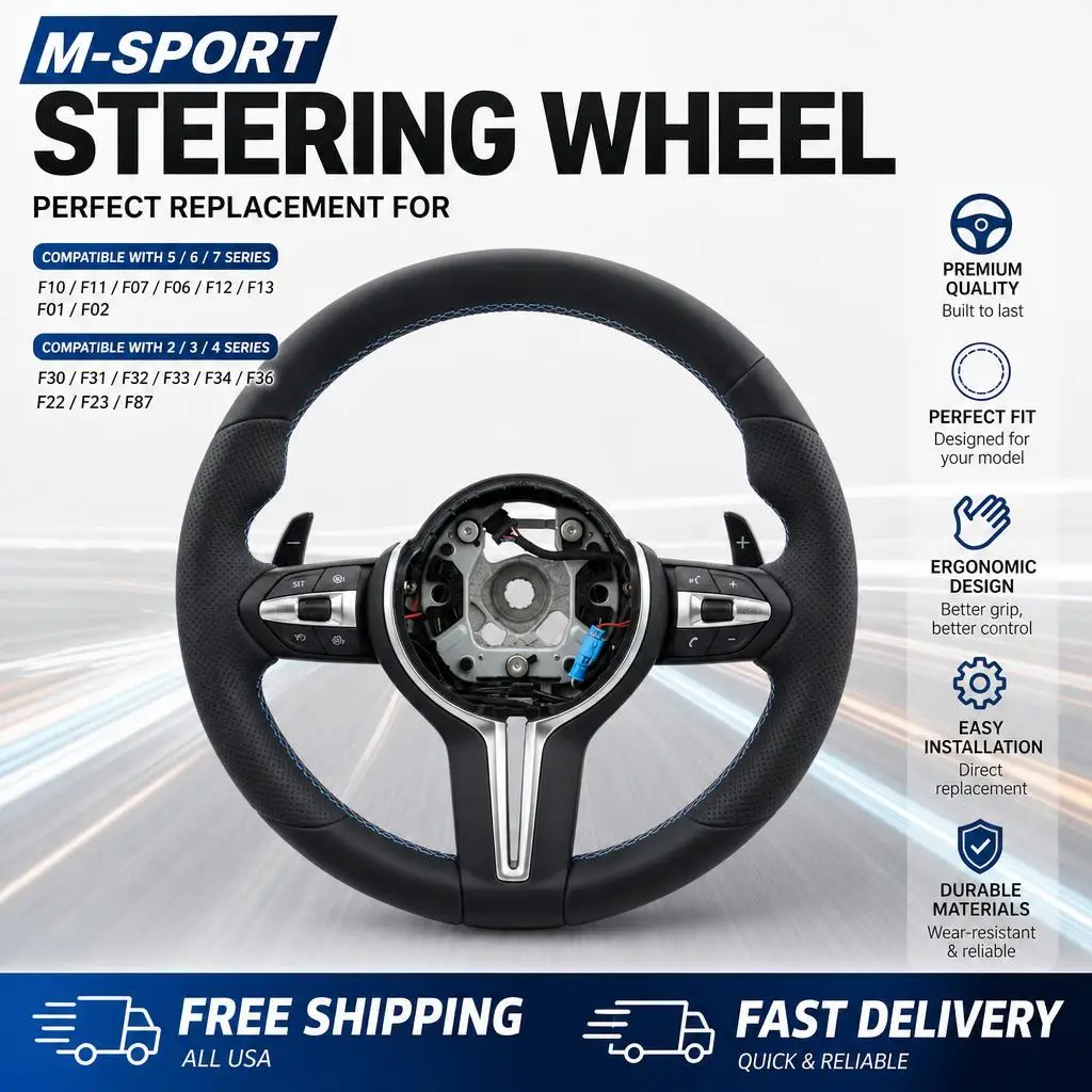 Steering Wheel For BMW M3 M5 F10 F06 F07 F11 F12 F13 F01 F02 5 6 7 Series F30 F31 F32 F33 F34 F36 2 3 4 Series M Sport Steering Wheel