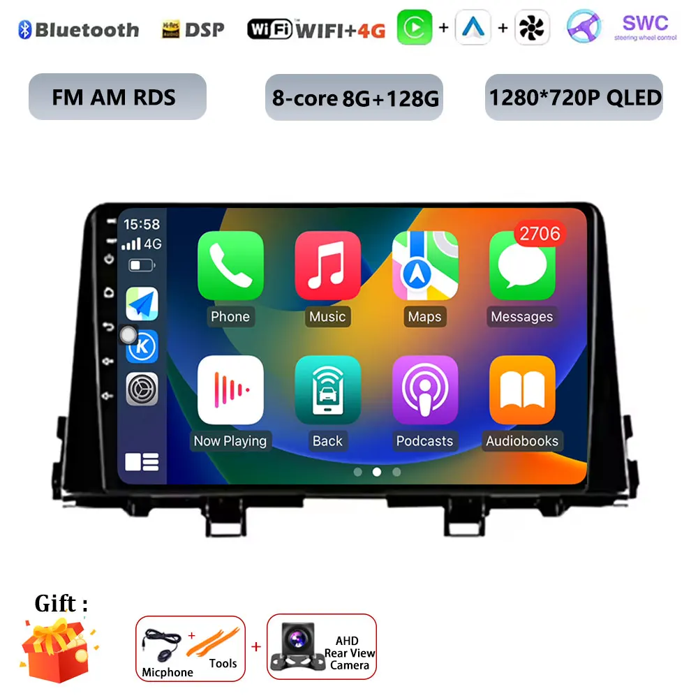 Android 16 WIFI + 4G LTE Carplay Auto Audio Radio Multimedia Video Player GPS DSP Voor KIA PICANTO ochtend 2017 2018 2019 2020