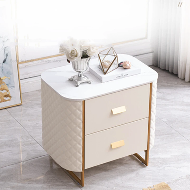 Simple and Luxurious Bedside Table Modern Rock Plate Marble Net Red Designer Fingerprint Password Lock Cabinet