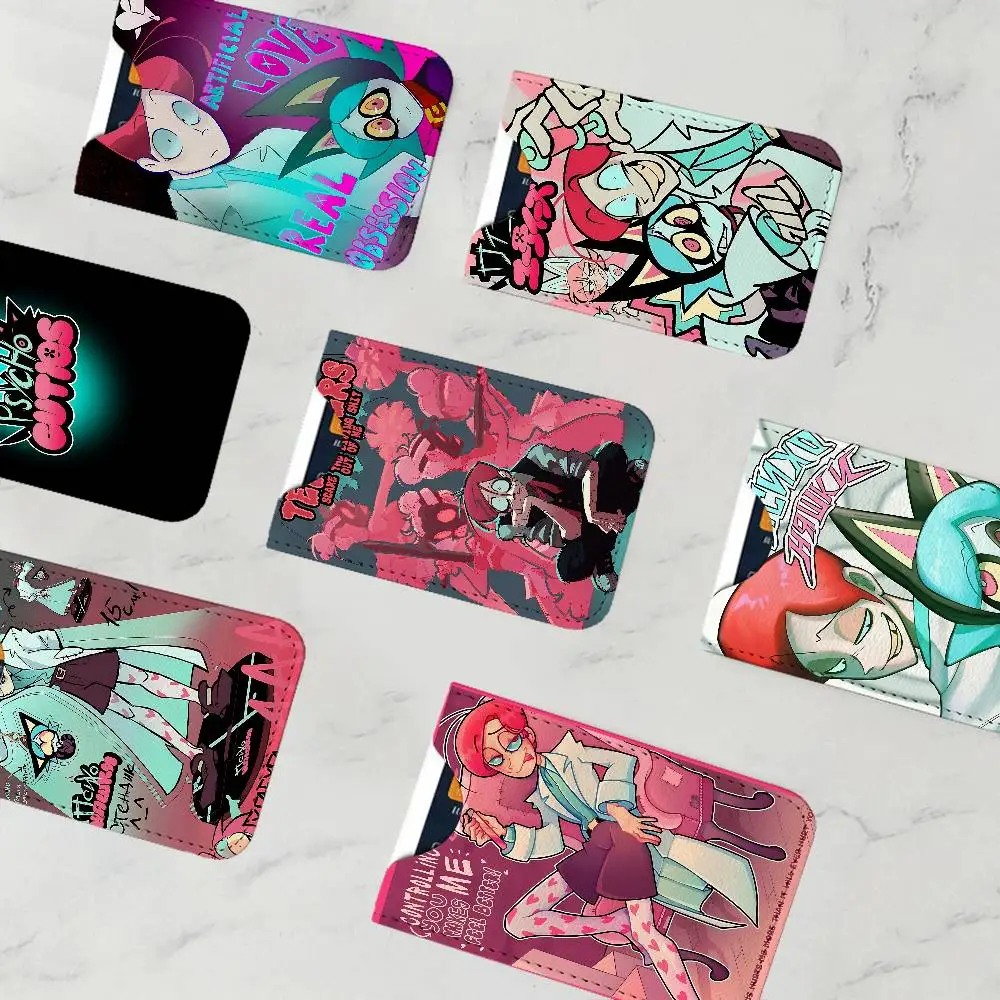Popular Animation P-Psychocuties Universal PU Leather Slim Card Wallet, ID Credit Card Organizer, Compact Portable Holder