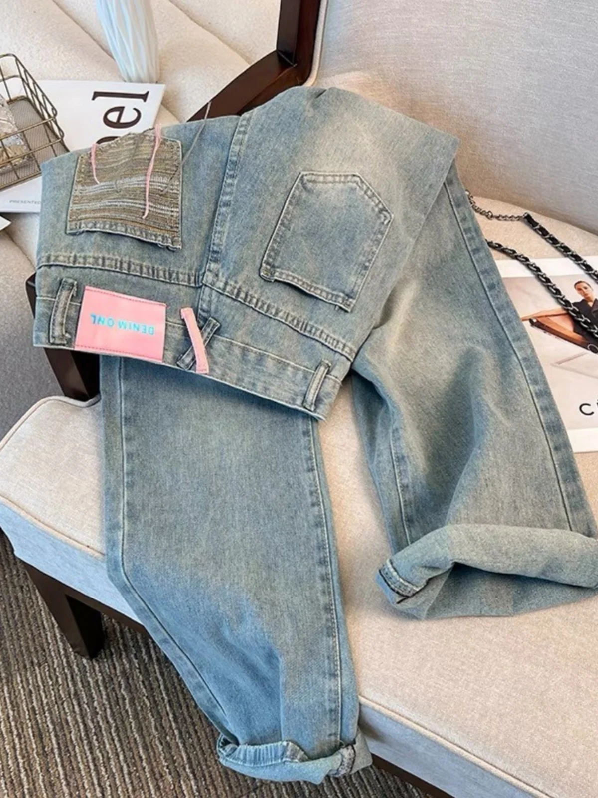 

Loose Straight Leg Men's Jeans American Sle Casual Long Trousers Spring Autumn New Faion Brand Wide Leg Design Sensation