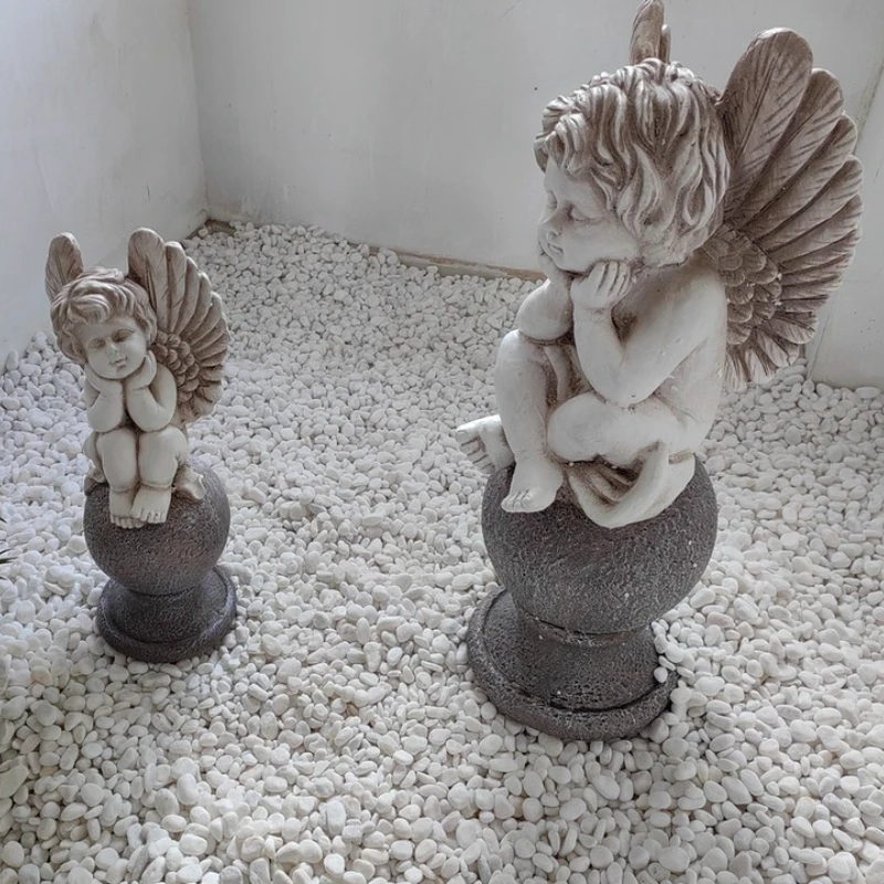 

Винтажные уличные украшения для патио: ручная работа, ландшафтные скульптуры, европейская садовая статуя ангела, причудливое искусство для двора виллы