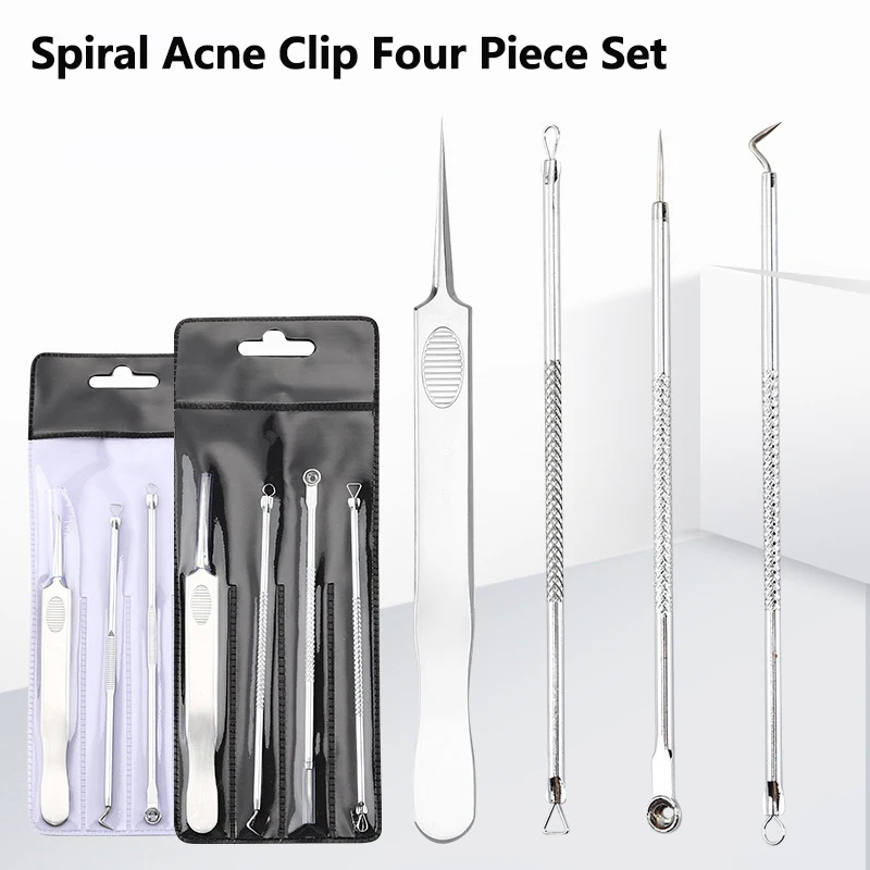 4Pcs/set 100% brand new quality Pimple Ingrown Clip Acn Black Dots Remov Beauty Salon Face Skin Care Tool