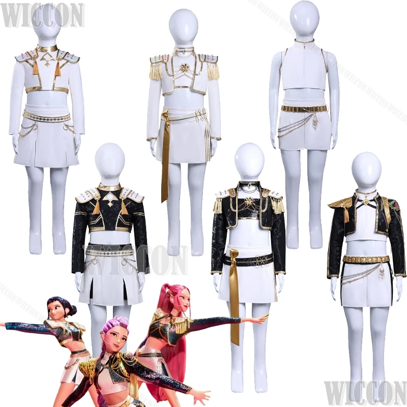 

Хэллоуин Дети Huntrix K-Pop Mira Rumi Zoey Demon Hunters 2 Стиль Черный Белый Наряд Женский Сценический Косплей disfraces Comic Con Cos