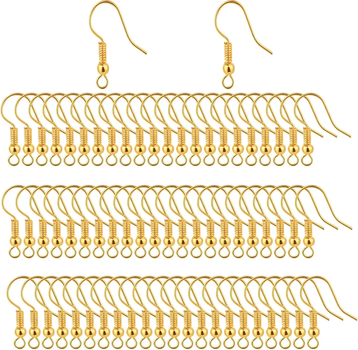 120pcs/60pair Stainless Earring Hooks, Fish Hooks, French Wire Hooks, Coil and Ball Style Nickel-Free Ear Wires Jewelry Making