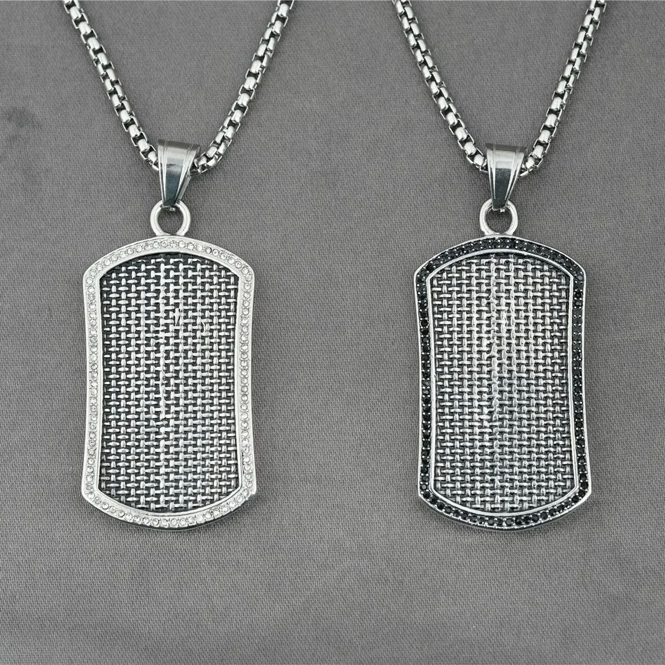 Trendy Fashion Brand Pendant Men's Necklace, Stainless Steel Sweater Chain, Diamond Inlaid Atmosphere Chain