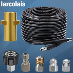 Sewer Jetter Kit for Pressure Washer Drain Cleaner Hose Corner Rotating Button Nose Nozzle M22-14 mm Karcher AR Blue Greenworks
