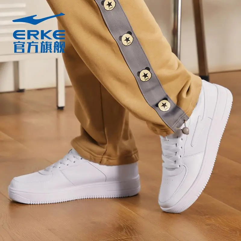 Hongxing ERKE Board Shoes Men\'s Summer Leather Versatile White Shoes Men\'s Air Force No. 1 Light Casual Shoes Sports Shoes