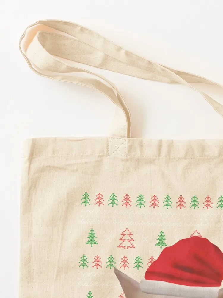 امرأة تصرخ في القط سترة عيد الميلاد القبيحة مضحك الميمات حمل حقيبة حمل أكياس شاشة التسوق حقيبة قماش قنب قابلة للطي #3