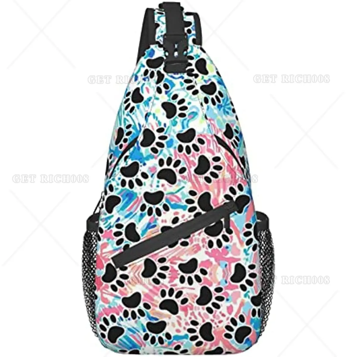 Rainbow Dog Paw Print Chest Bags Crossbody Sling Backpack Travel Hiking Daypack Crossbody Shoulder Bag For Women Men