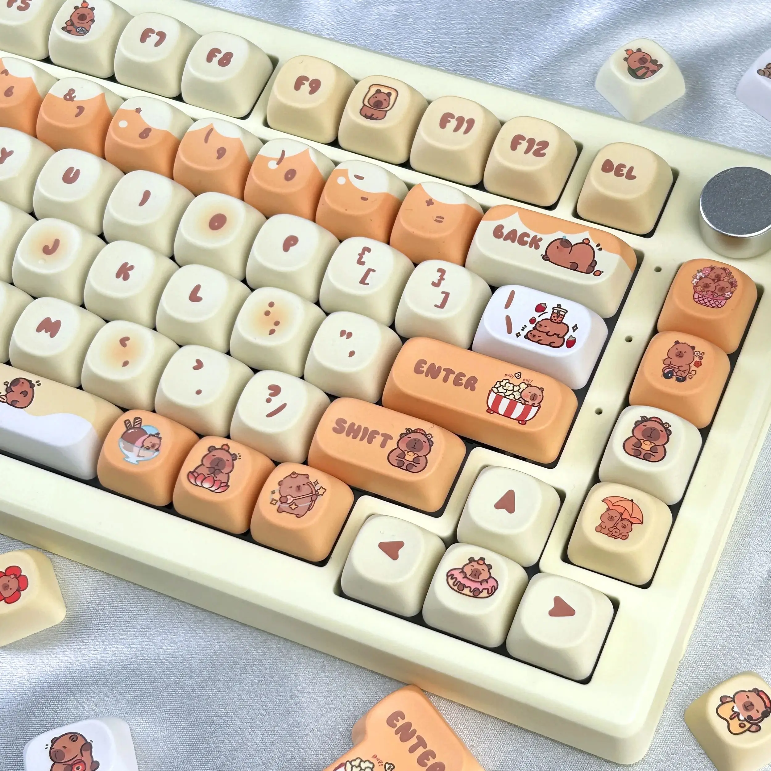 

Cute Moa Keycaps Capybara Cartoon Pbt Iso / Ansi Layout Keyboard Keycaps Orange Personalized Alice Keycaps
