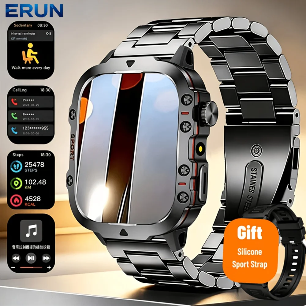 Outdoor Sports Wireless Call Answer/Make Calls Smartwatch 1.83-Inch HD Touchscreen, Mobile Phone Synchronization Information, Message Receiving, Voice Assistant, Calculator, Music Playback, Step Counting, for Iphone And Android Phones
