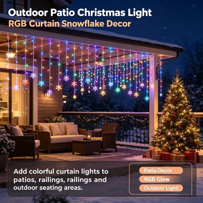 LED Curtain Lights Small Colored Lights Room Decoration Starry Sky Bedroom Christmas Atmosphere Snowflake and Ice Bar Lights