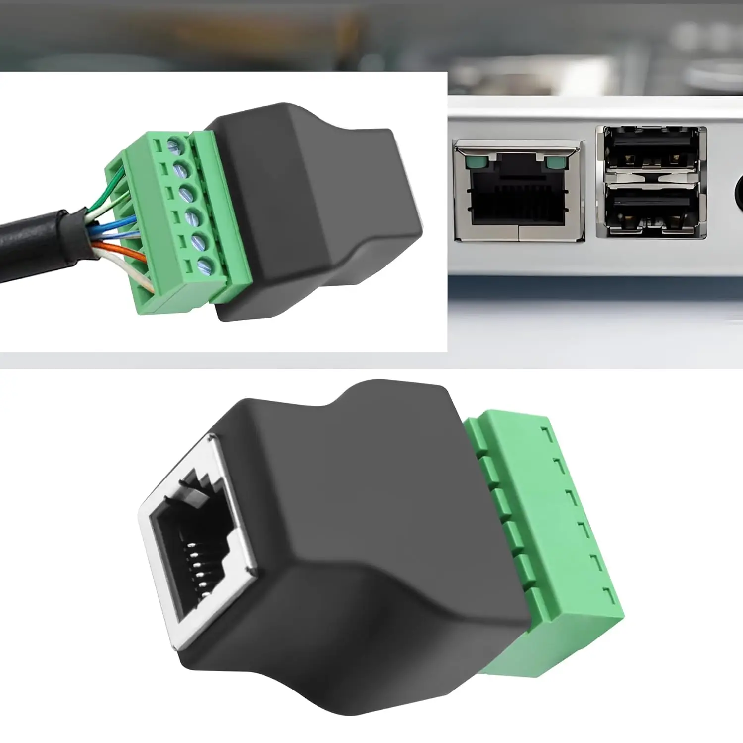 Ethernet 6P6C RJ12 Female with Terminal Plug Modular 6 Pin Screw Terminal Block Connector CCTV Adapter Telephone Audio Cable