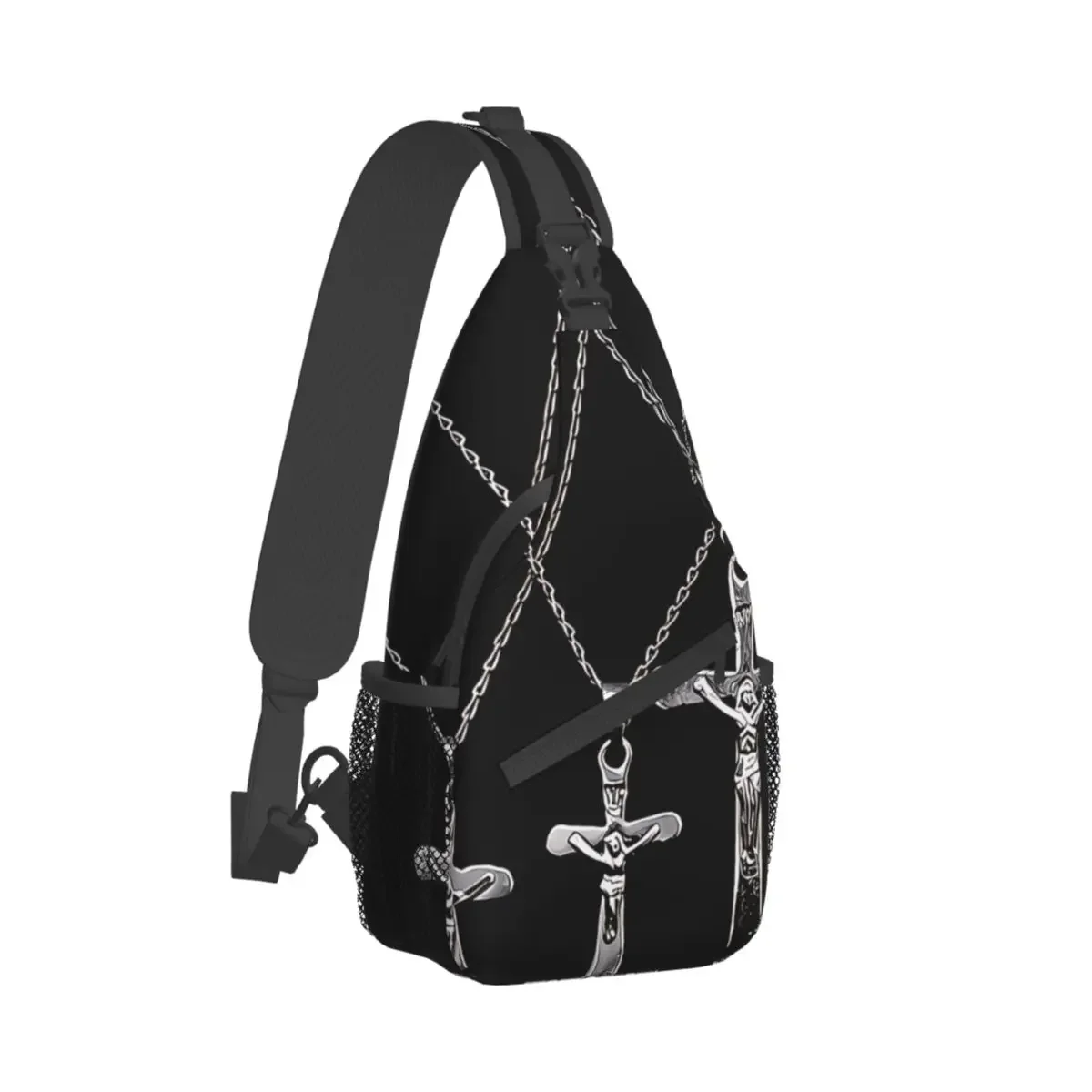 

Cross Crucifixion Crossbody Bag Sports Silver Cross Chest Bag Unisex Women Man Fashion Shoulder Backpacks Travel