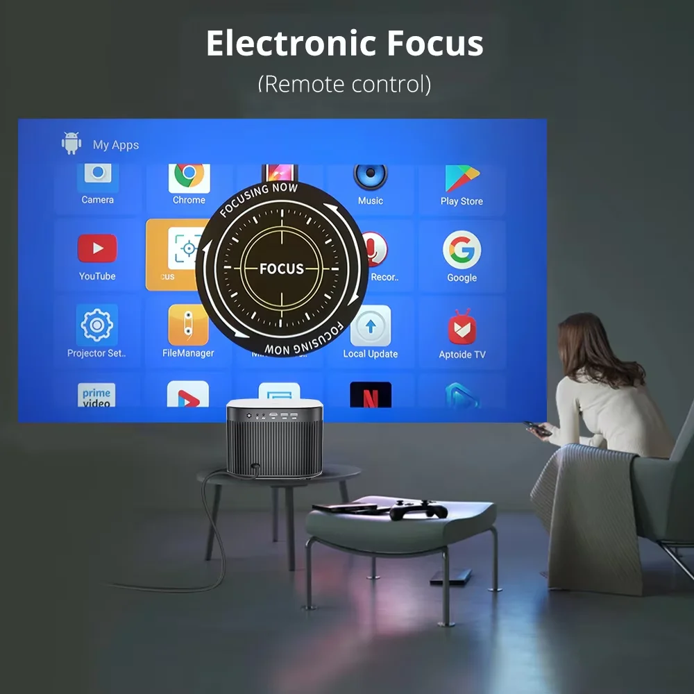 Salange F18 프로젝터 Android11 ​​4K 풀 HD 1080P Wifi 500ANSI 전자 초점 BT5.0 홈 시네마 야외 스마트 영화 프로젝터