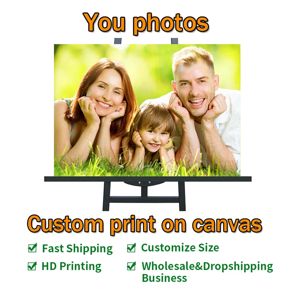 Custom Waterproof Canvas Painting Custom Family Photo Print Wall Art Canvas Painting Poster Gift Home Decor Painting