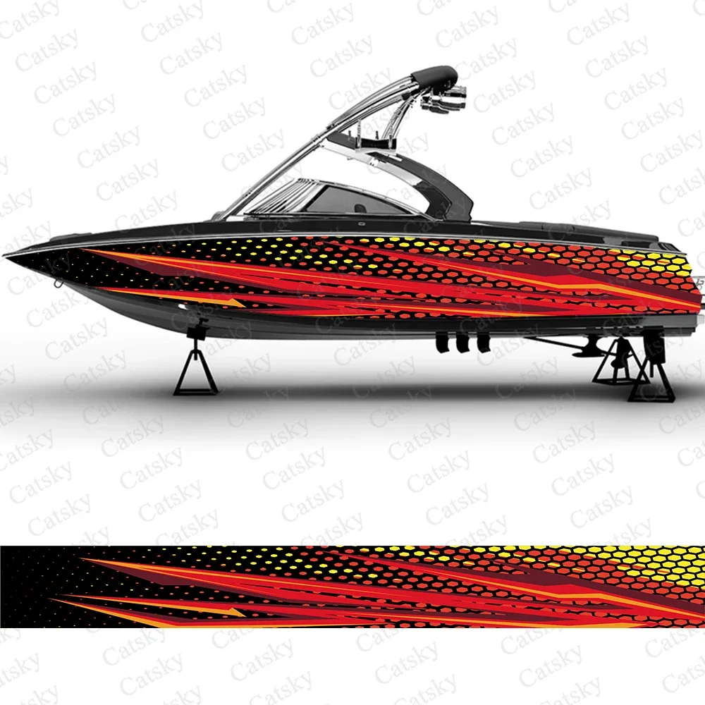 Abstract line design graphics Boat wrap sticker vinyl pontoon deck boat fishing decal design uniform vector abstract print