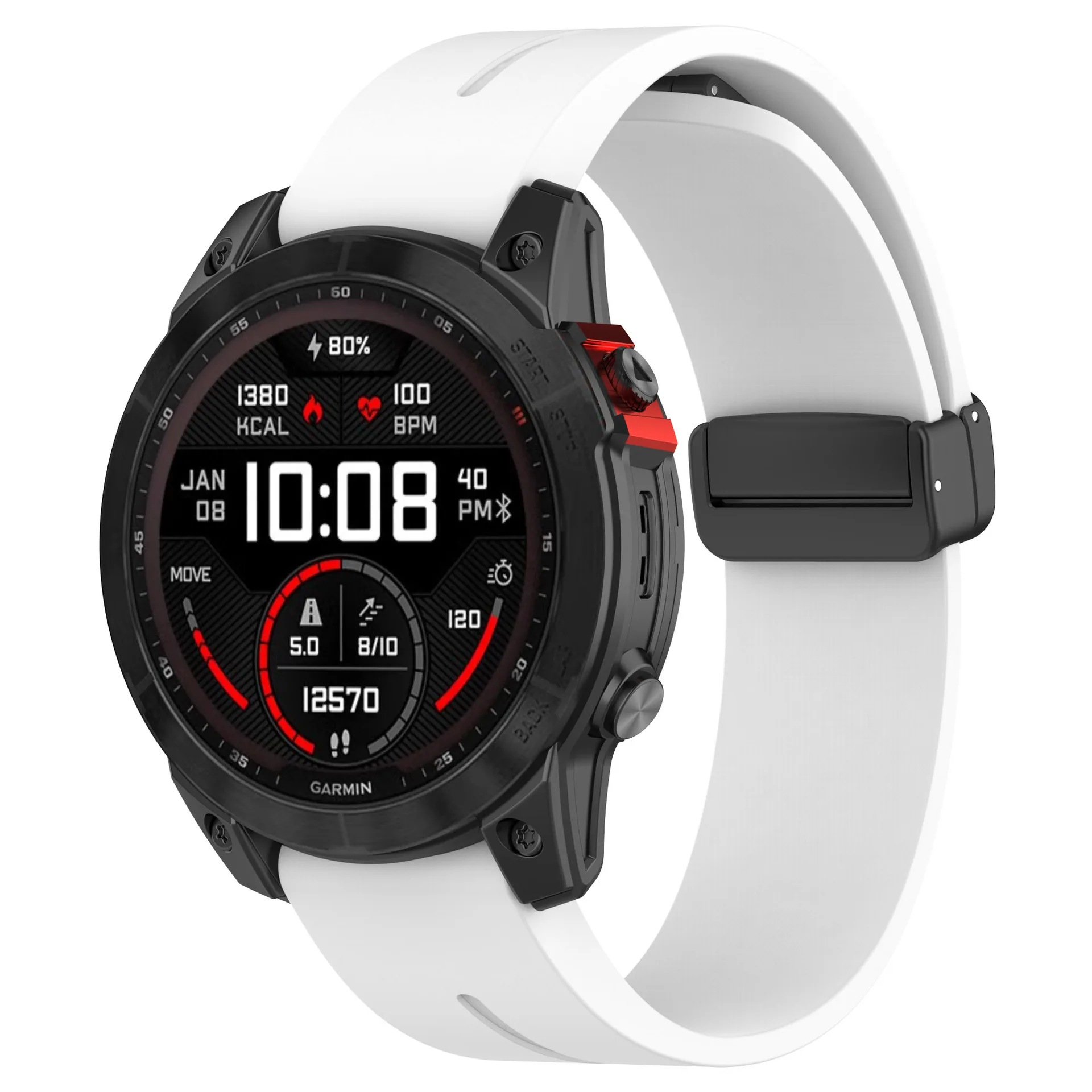 26 22 20mm Magnetic Black Buckle Silicone Strap for Garmin Fenix 7 7X 6X Pro Quick-release Folding Magnetic Buckle Strap