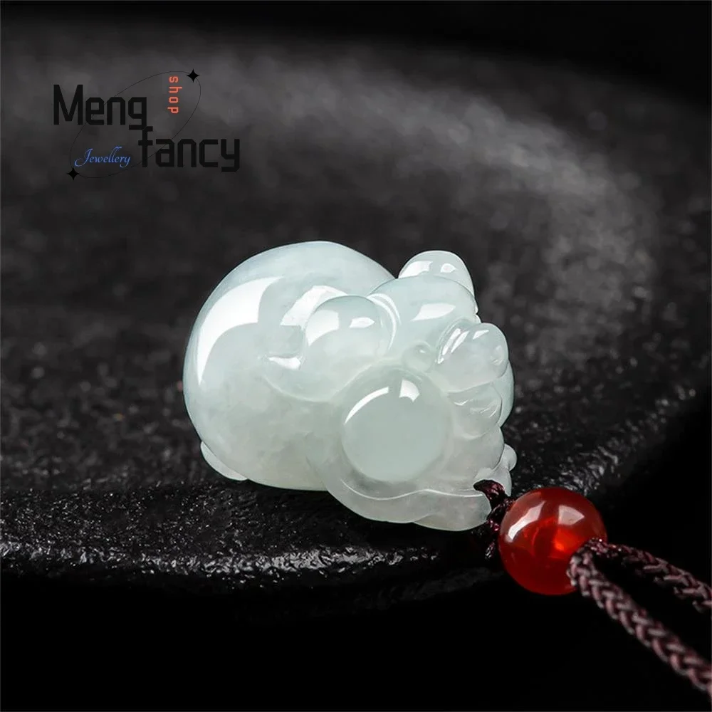 

Natural Jadeite A-goods Chinese Zodiac Fortune Pig Ice Jade Pendant Exquisite Mascots Best Selling Fashion Jewelry Holiday Gift