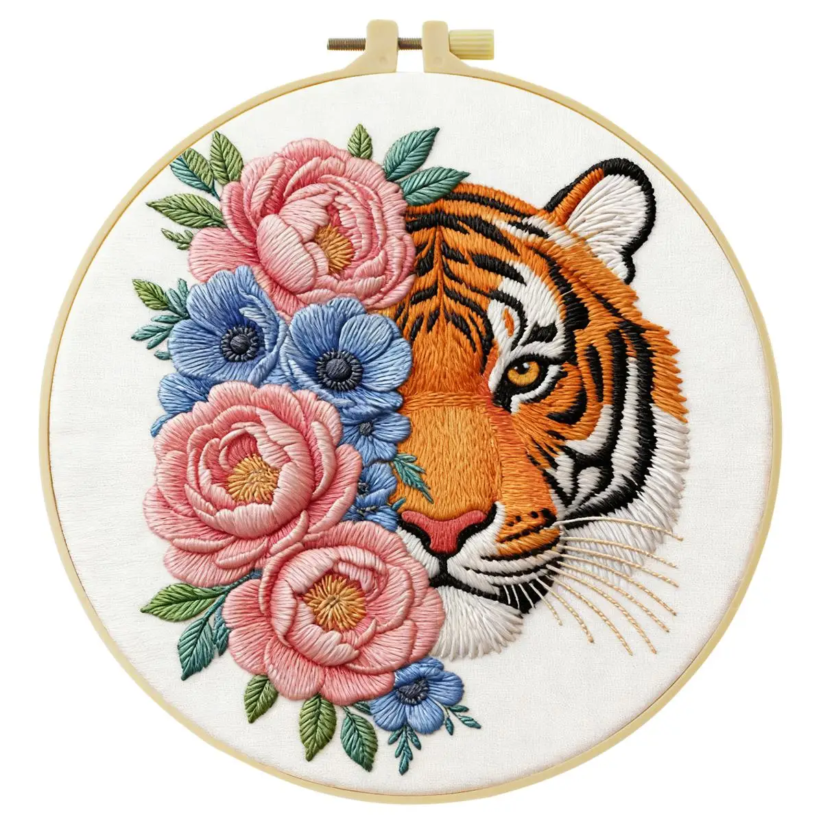 1 Stück 20X20CM/15X15CM 7,87/6,3 Zoll Tiger-Stickerei-Starter-Kit DIY-Kit DIY-Stickerei-Set Handarbeiten Heimdekoration Nadelkunst – Detail 2