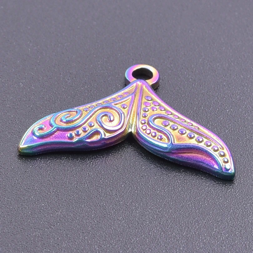 10pcs Rainbow Stainless Steel Pendant Jewelry Making Supplies Fish Tail Seahorse Turtle No Fade Marine Animal Charms Accessories