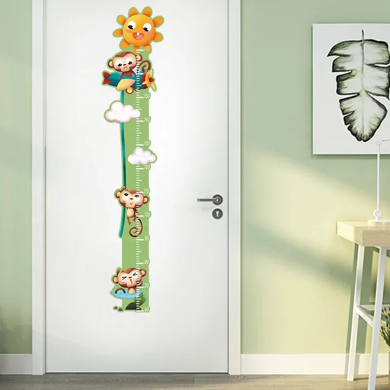 Cute  Unicorn Monkey Height Measurement Wall Sticker Cartoon Animal DIY Stickers Ruler for Children Gift Home Decor Growth Chart