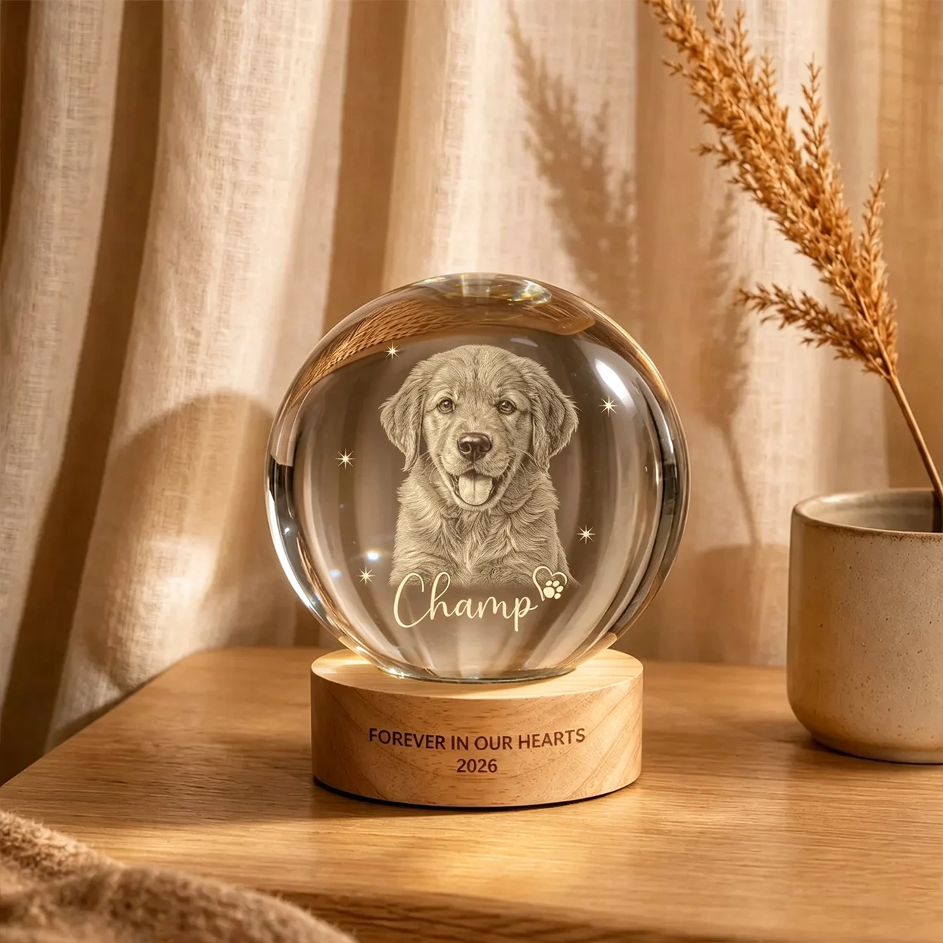 Personalized pet memorial crystal ball with name, dog pet portrait, pet loss crystal ball, customizable with photos and text, pet memorial gift, suitable for dogs and cats, personalized pet memorial c image 3