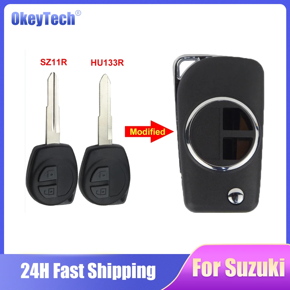 

Okeyetch Modified Flip Folding Car Remote Control Key Shell For Suzuki SX4 Swift Grand Vitara Alto SZ11R/HU133R With Button Pad