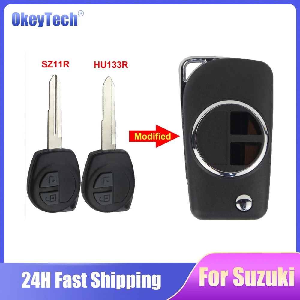 OkeyTech Modified Flip Folding Car Remote Control Key Shell For Suzuki SX4 Swift Grand Vitara Alto SZ11R/HU133R With Button Pad