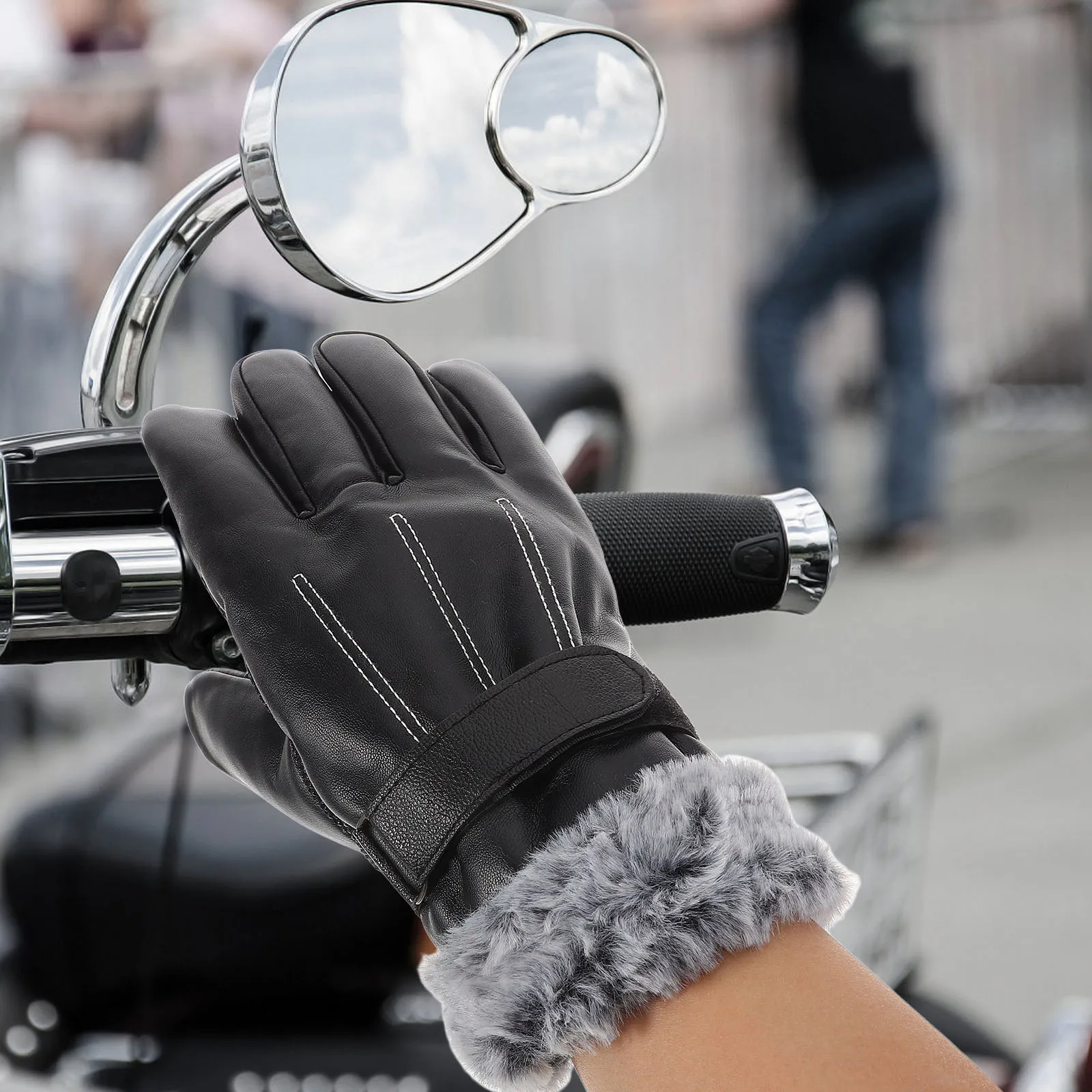 زوج واحد من قفازات الدراجات النارية المقاومة للماء للشتاء والرياضات الخارجية الدافئة للتزلج للرجال والنساء شاشة لمس مضادة للانزلاق متوافقة