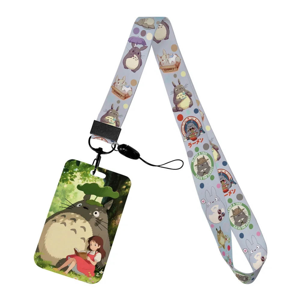 Cartoon Japanese My Neighbor Anime Vertical ID Holder Student Card Lanyard Sleeve Office Work Permit Badge Protector