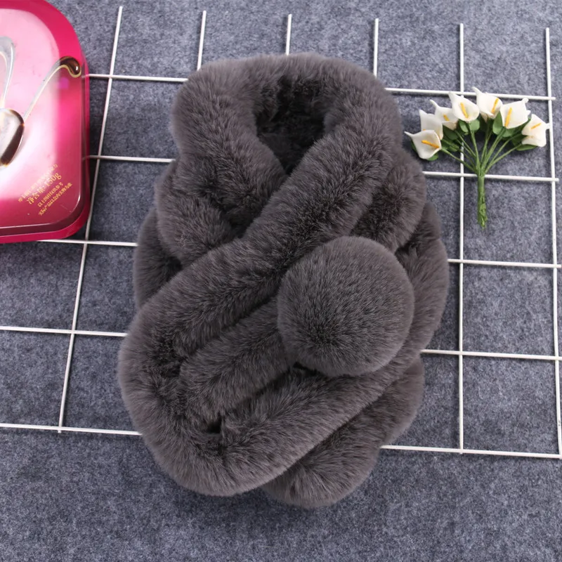 

Women's Luxury Winter Scarf:Genuine Rabbit Fur Three-Dimensional Tube Design - Reversible Ultra Plush Wrap - Thick Cozy Collar